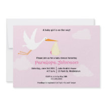 Stork Baby Shower Invitation - Girl