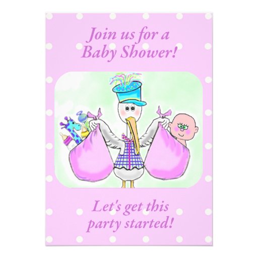 Stork Baby Shower Invitations template