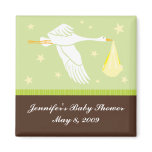 Stork Baby Shower Magnet - Green/Brown