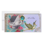 STORK BABY SHOWER MONOGRAM ,aquamarine,white photo cards
