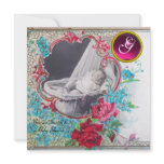 STORK BABY SHOWER MONOGRAM PHOTO TEMPLATE,white invitations