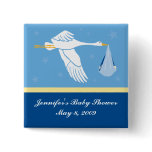 Stork Baby Shower Pin - Blue