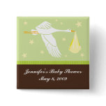 Stork Baby Shower Pin - Green/Brown