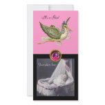 STORK BABY SHOWER SQUARE MONOGRAM ruby photo cards