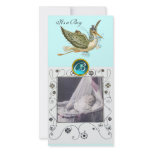 STORK BABY SHOWER SWIRLS MONOGRAM aquamarine photo cards