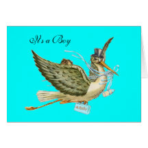 STORK BABY SHOWER,turquase Card