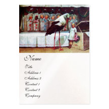 STORK BABY SHOWER  white pearl paper Business Card