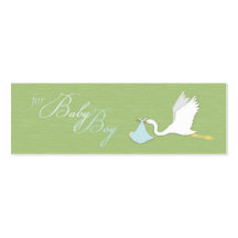 Stork Delivers Boy Skinny Gift Tag Business Card Templates