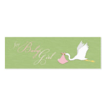 Stork Delivers Girl Skinny Gift Tag Business Card Template
