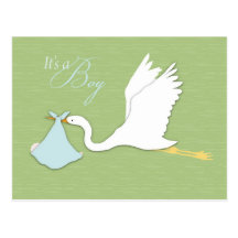 Stork Delivery Boy Postcard