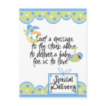 Stork Special Delivery Baby Boy Cards and Stickers Post Cards