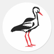 stork symbol round stickers
