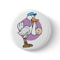 Stork With Baby Pinback Buttons
