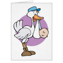 Stork With Baby Card