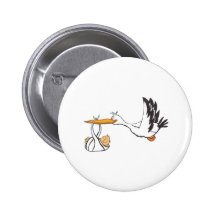 Stork with Baby - Gift for Parents to be Pinback Button