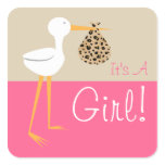 Stork With Leopard Print Bundle It's A Girl stickers