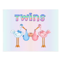 Stork with Twins Post Cards