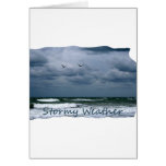 Stormy Beach with Seagulls Image Text Greeting Card