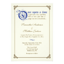 Storybook Fairytale Wedding Invitation -Royal Blue