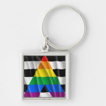 STRAIGHT ALLY FLAG WAVY DESIGN KEYCHAIN