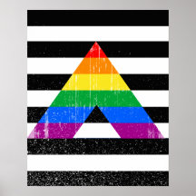 Straight Ally Pride distressed Print