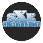 Straight edge blue logo stickers