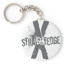 Straight Edge X dark grey Keychain