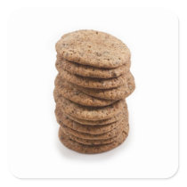 Straight stack of cookies on a white background square stickers