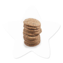 Straight stack of cookies on a white background star stickers