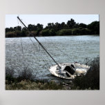 Stranded on the Sacramento River in Fresco Poster