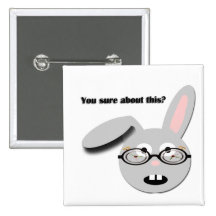 Strange Cartoon Bunny Pinback Buttons