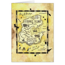 Strange Island Pirate Treasure Map Card