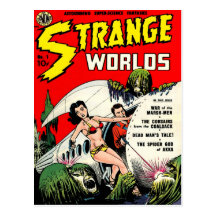 STRANGE WORLDS Cool Vintage Comic Book Cover Art Post Card