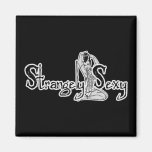 Strangely Sexy Retro Frankenstein Girl B&W Grey Fridge Magnets