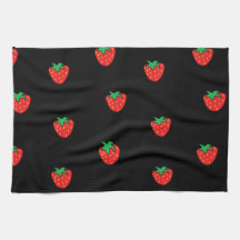 Strawberries Black Towel