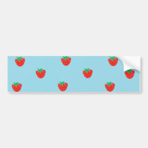 Strawberries Blue Bumper Stickers