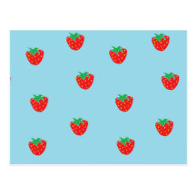 Strawberries Blue Post Cards