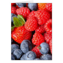 Strawberries Blueberries and Raspberries Greeting Card