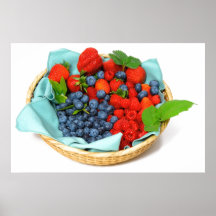 Strawberries Blueberries and Raspberries Print
