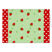 Strawberries Pattern with Green Background Greeting Card
