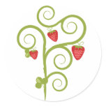 Strawberries Round Stickers