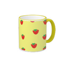 Strawberries Yellow Coffee Mugs