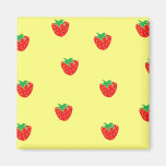 Strawberries Yellow Fridge Magnets