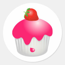 Strawberry Bun Round Stickers