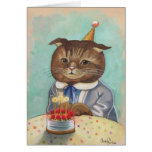 Strawberry Cake Birthday Kitty Greeting Cards