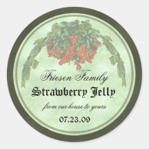 strawberry canning label 2 round stickers