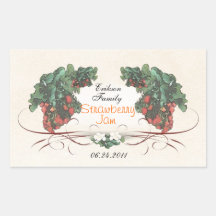 Strawberry canning label R1 Rectangular Stickers