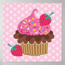 Strawberry & Chocolate Cupcake Canvas Print