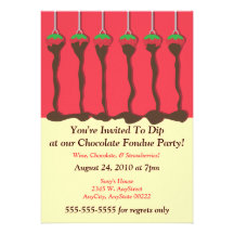 Strawberry & Chocolate Fondue Party Invitation