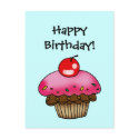 Strawberry Cupcake for a Birthday postcards